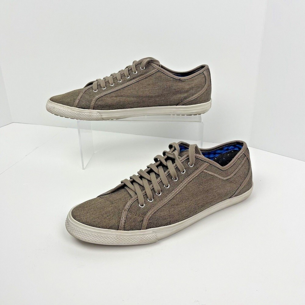 Ben Sherman Chandler‎ Lo Brown Linen Low-Top Sneakers Mens Size 8.5 Lightweight